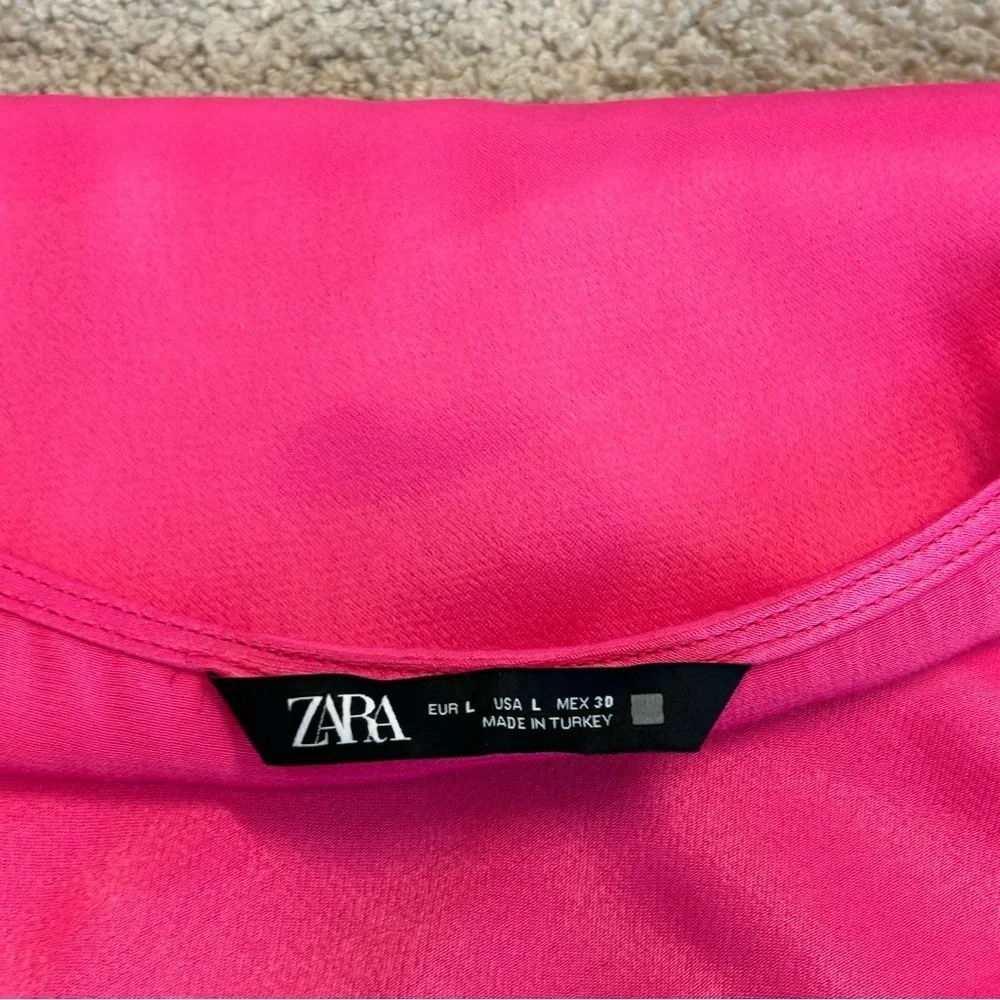 Zara pink satin effect draped cowl neck spaghetti strap camisole top blouse L - Picture 8 of 11